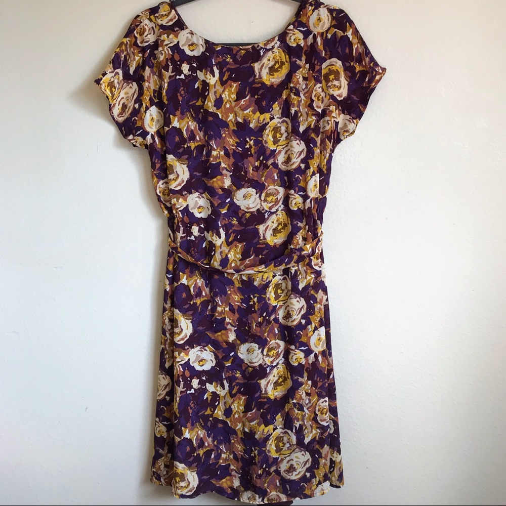 Land's End Purple Floral Georgette Ruffle - Picture 2 of 8